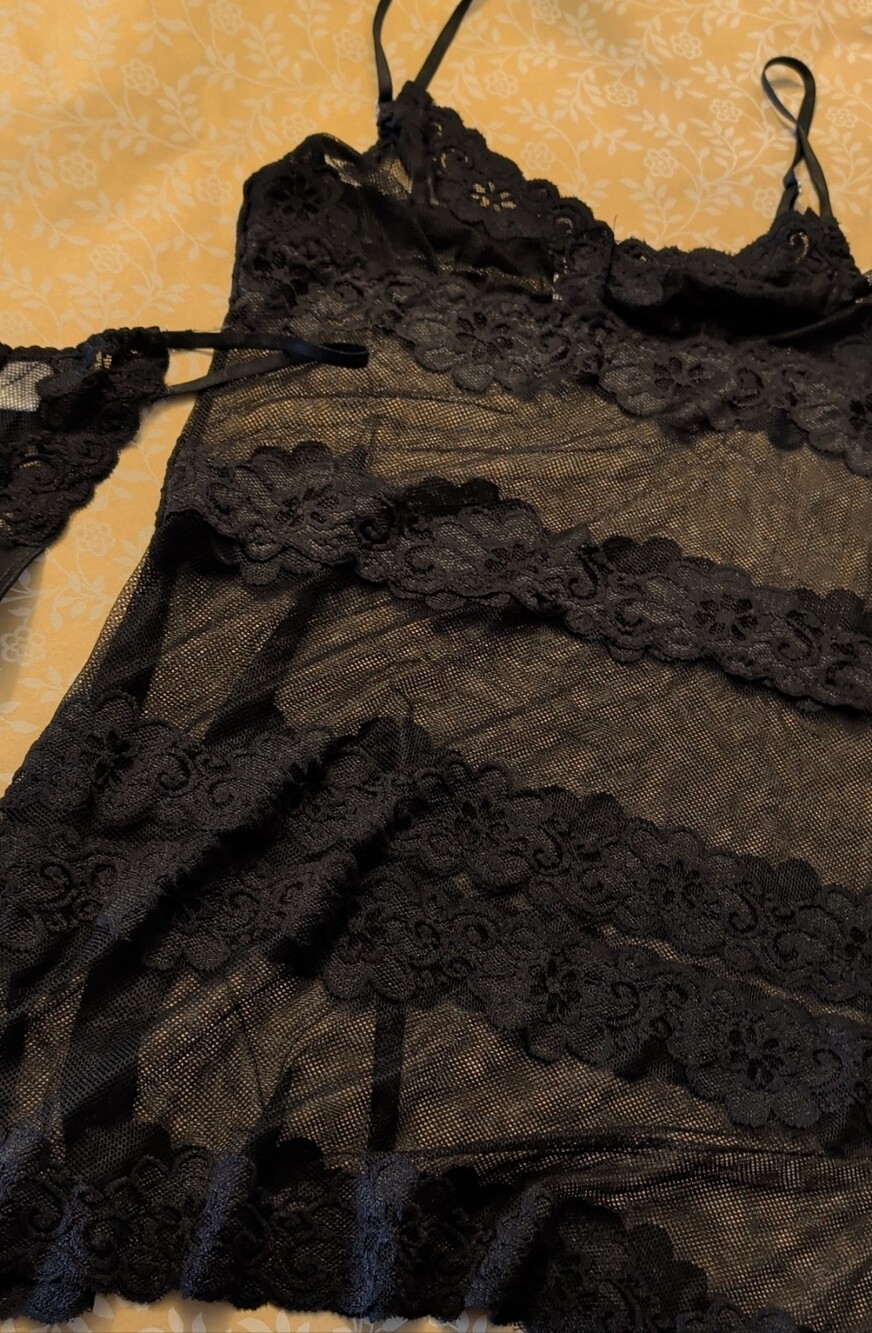 Black Lace Sheer Chemise - Women Intimates & Sleepwear